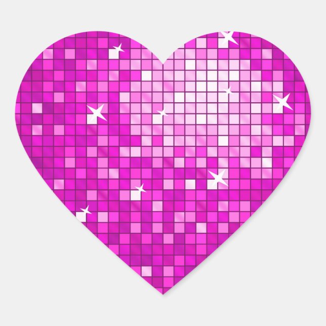Disco Tiles Pink sticker heart (Front)