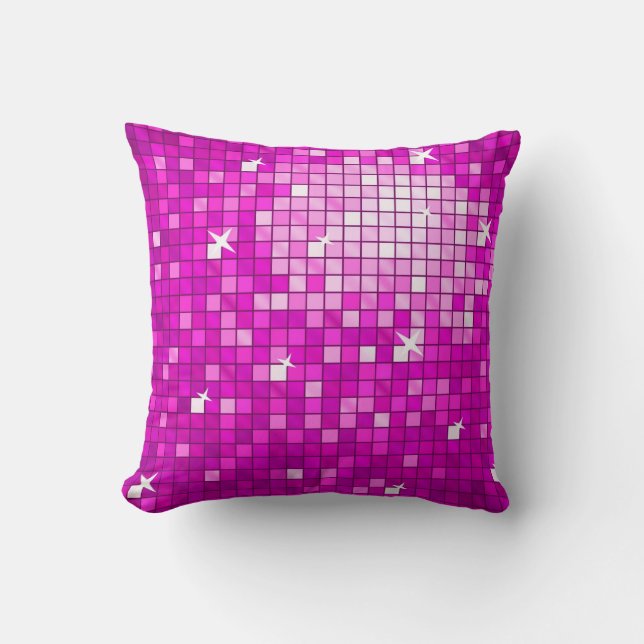 Disco Tiles Pink throw pillow square (Front)