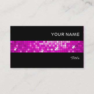 Disco Tiles Pink tile stripe black Business Card