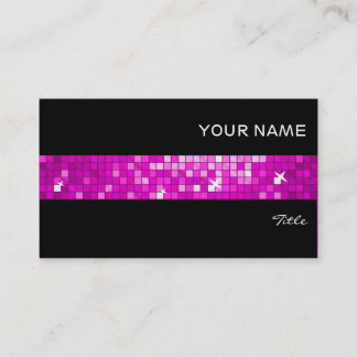 Disco Tiles Pink tile stripe black Business Card