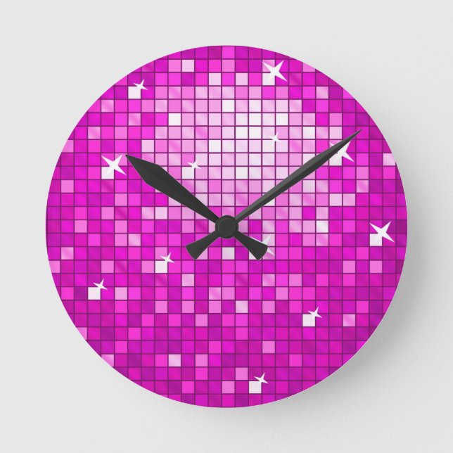 Disco Tiles Pink wall clock (Front)