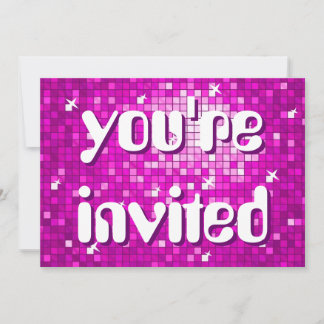 Disco Tiles Pink 'you're invited' amelia text Invitation