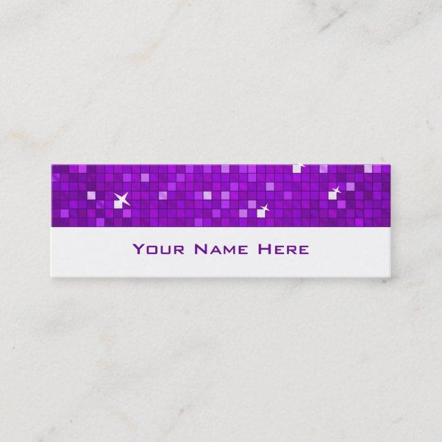 Disco Tiles Purple business card skinny white (Front)