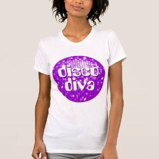Disco Tiles Purple disco diva ladies petite white T-Shirt