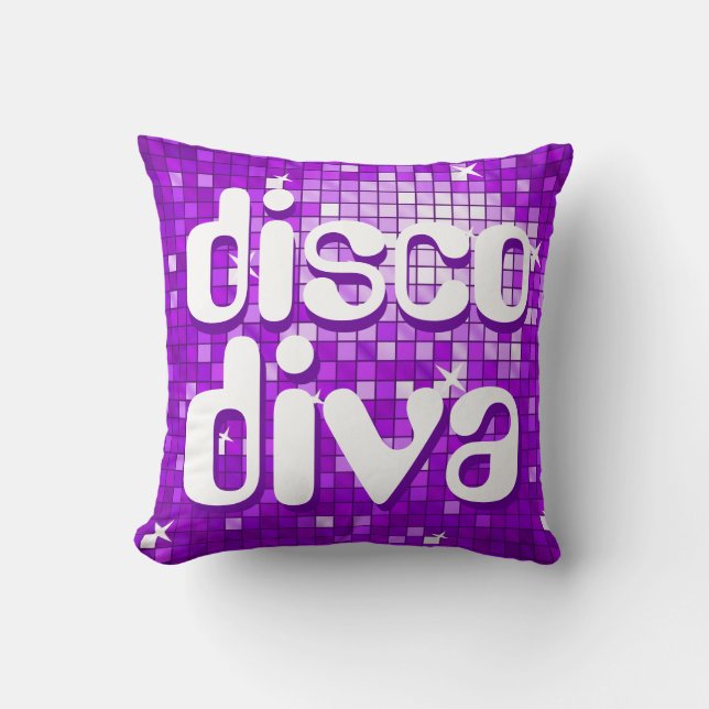 Disco Tiles Purple 'disco diva' throw pillow (Front)