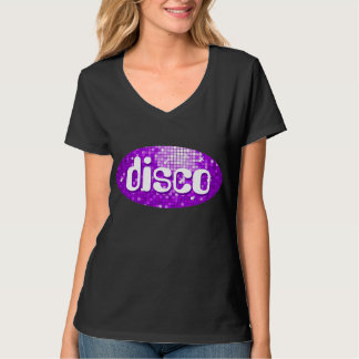 Disco Tiles Purple 'disco' ladies v-neck black T-Shirt
