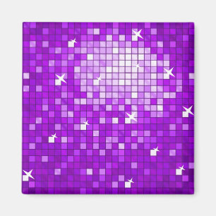Disco Tiles Purple fridge magnet square