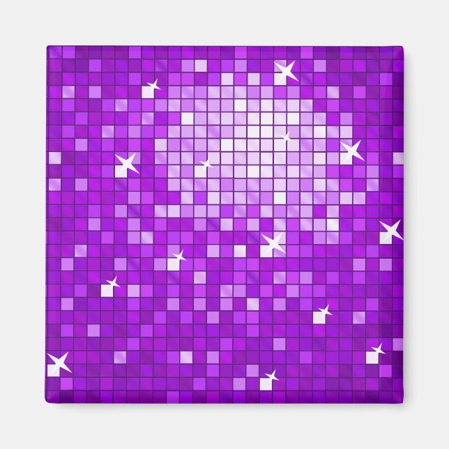 Disco Tiles Purple fridge magnet square (Front)