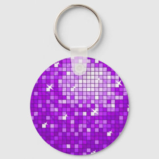 Disco Tiles Purple keychain round