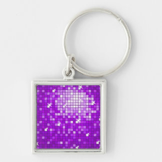 Disco Tiles Purple keychain square