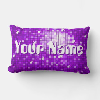 Disco Tiles Purple 'Name' throw pillow lumbar