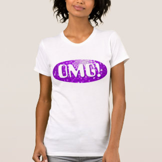 Disco Tiles Purple 'OMG!' ladies petite white T-Shirt