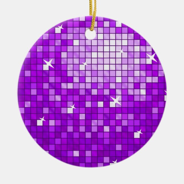 Disco Tiles Purple ornament round (Front)