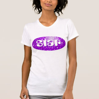 Disco Tiles Purple 'star' ladies petite white T-Shirt