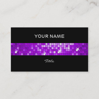 Disco Tiles Purple tile stripe black back Business Card