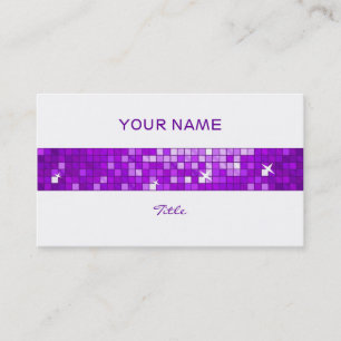 Disco Tiles Purple tile stripe white back Business Card