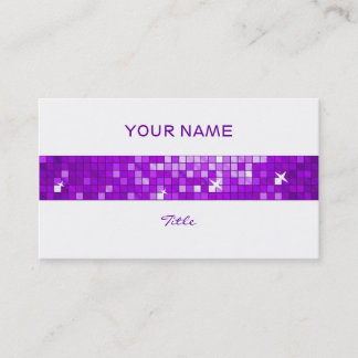 Disco Tiles Purple tile stripe white back Business Card