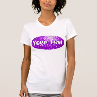 Disco Tiles Purple 'Your Text' oval ladies white T-Shirt