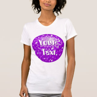 Disco Tiles Purple 'Your Text' round ladies white T-Shirt
