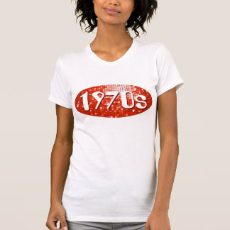 Disco Tiles Red '1970s' ladies petite white T-Shirt
