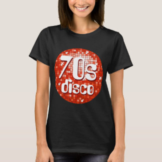 Disco Tiles Red '70s Disco' ladies black T-Shirt