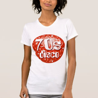Disco Tiles Red '70s Disco' ladies petite white T-Shirt