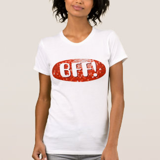 Disco Tiles Red 'BFF!' ladies petite white T-Shirt