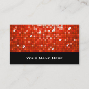 Disco Tiles Red business card black