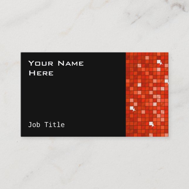 Disco Tiles Red business card side black (Front)