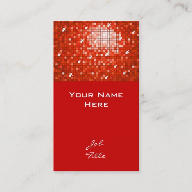 Disco Tiles Red business card top (Front)