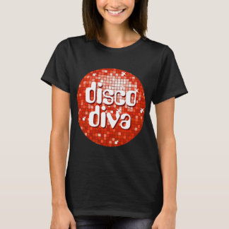 Disco Tiles Red 'disco diva' t-shirt black