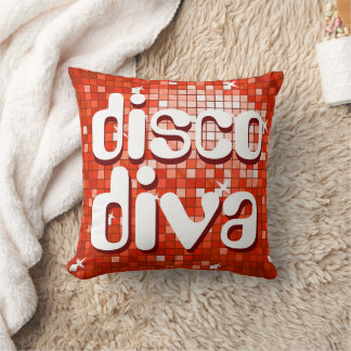 Disco Tiles Red 'disco diva' throw pillow