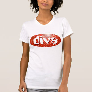 Disco Tiles Red 'diva' ladies petite white T-Shirt