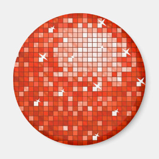 Disco Tiles Red fridge magnet round