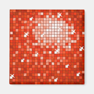 Disco Tiles Red fridge magnet square