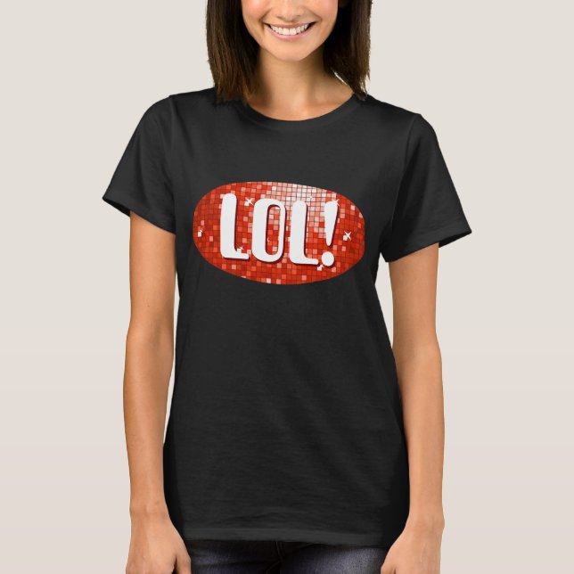 Disco Tiles Red 'LOL!' t-shirt black (Front)