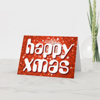 Disco Tiles Red print 'happy xmas' greetings card