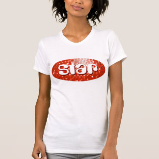 Disco Tiles Red 'star' ladies petite white T-Shirt