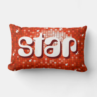 Disco Tiles Red 'star' throw pillow amelia text