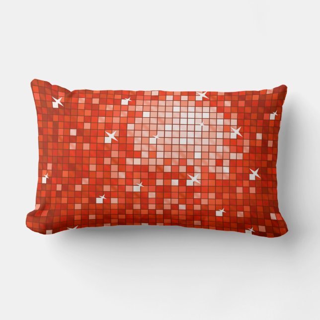 Disco Tiles Red throw pillow (Front)