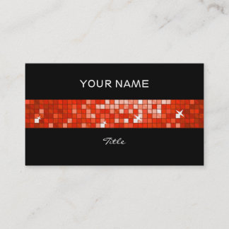 Disco Tiles Red tile stripe black back Business Card