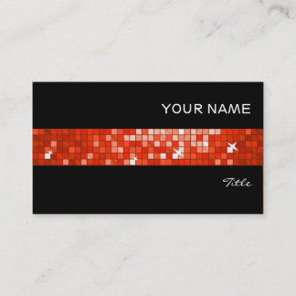 Disco Tiles Red tile stripe black Business Card