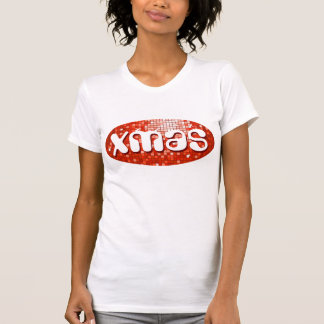 Disco Tiles Red 'xmas' ladies petite white T-Shirt