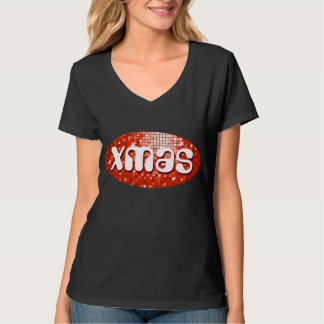 Disco Tiles Red 'xmas' women's v-neck t-shirt