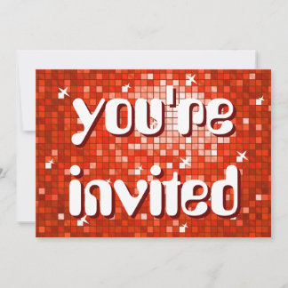 Disco Tiles Red 'you're invited' amelia text Invitation