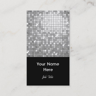 Disco Tiles "Silver" business card black portrait
