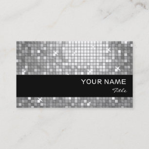 Disco Tiles "Silver" business card black stripe