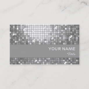 Disco Tiles "Silver" business card grey stripe