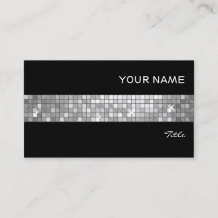 Disco Tiles "Silver" tile stripe black Business Card
