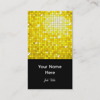 Disco Tiles Yellow business card black portrait